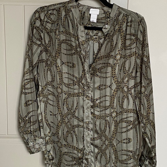 H&M green patterned tunic size 2 - Picture 1 of 4